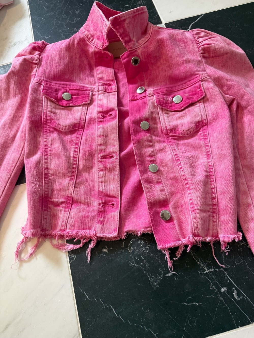 Retrofete Pink distressed Denim Jacket